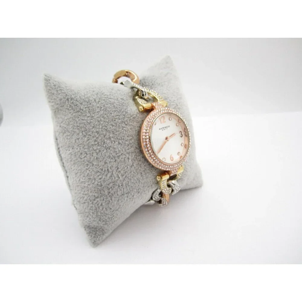 Women Akribos XXIV Crystal Quartz 27mm Analog Round Watch (G705) 